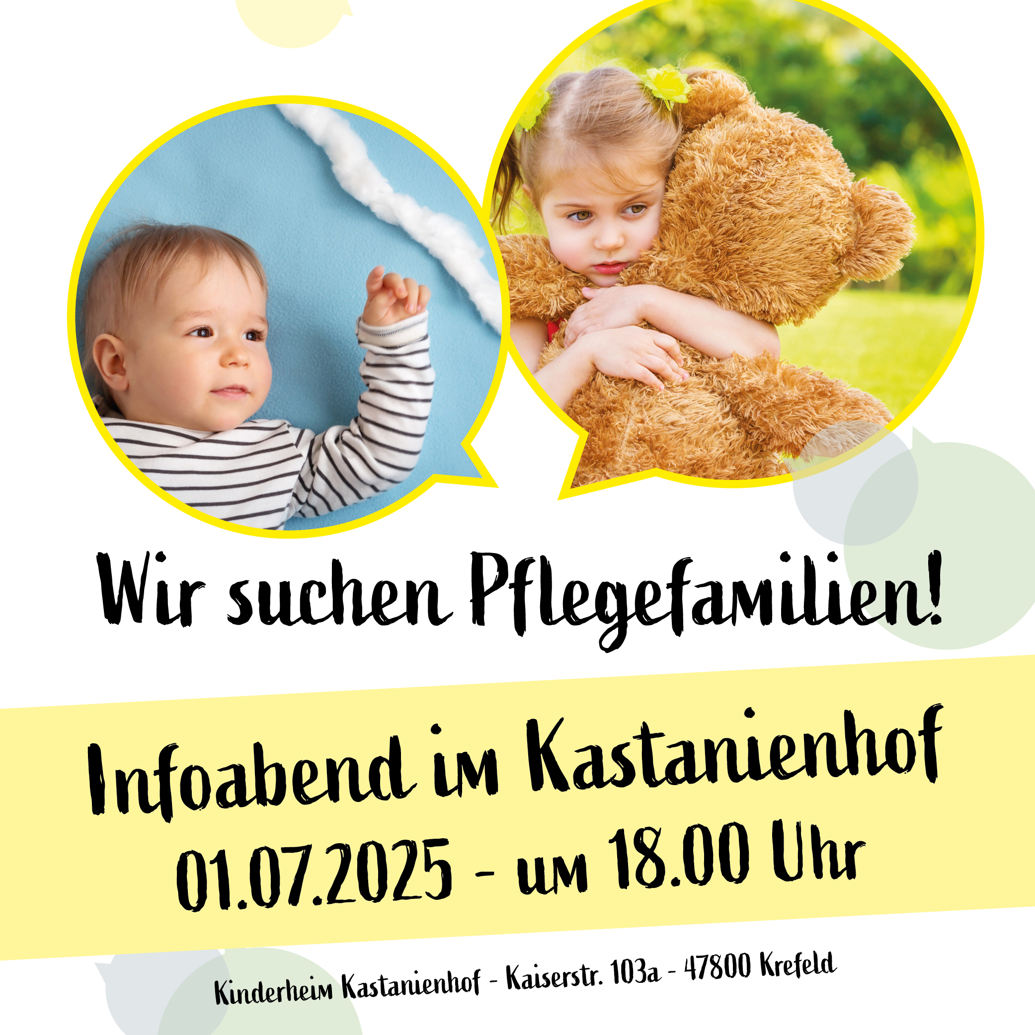 Geben Sie Kindern ein Zuhause auf Zeit oder auf Dauer...<br />
Bereichern Sie Ihr Leben und tun Gutes.</p>
<p>Wir beraten und begleiten Sie gerne auf Ihrem Weg.<br />
Informieren Sie sich ganz unverbindlich.</p>
<p>Wir freuen uns auf Sie!<br />
Ihr Fachdienst Pflegekinder